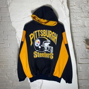 Vintage 90s‎ Pittsburgh Steelers Colorblock Hoodie Made in USA XL